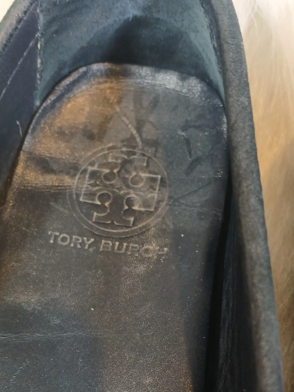 Tory Burch Navy Suede Gold-Logo Driving Loafers Sz 9M Women's